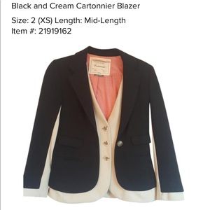 Black and cream anthropolgie blazer size 2